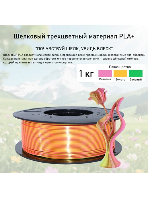 Sprouture Lab PLA+ Silk трехцветный комбинация 5кг 1.75mm, 5 кг, фото 2