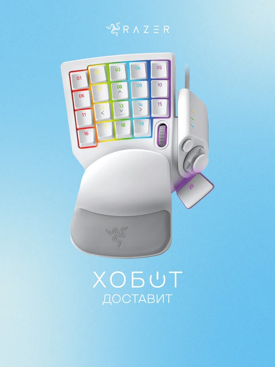 Razer Клавиатура Tartarus Pro Mercury белый (RZ07-03110200-R3M1)