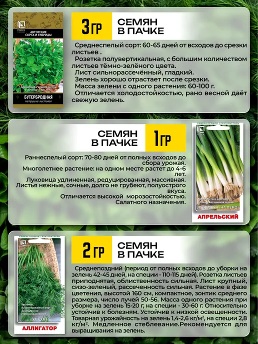 Агрохолдинг ПОИСК Семена лука укропа петрушки для огорода, зеленый, фото 2