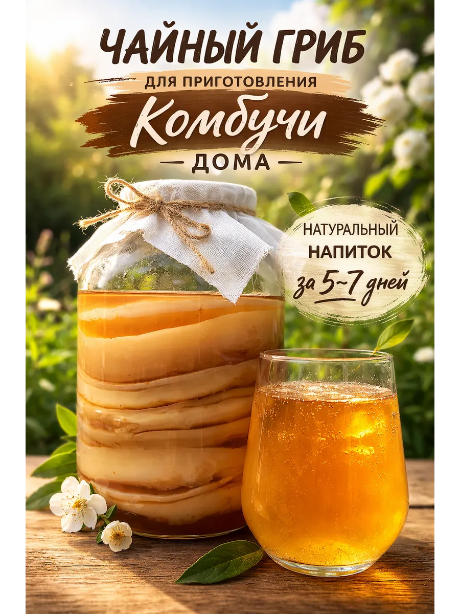Чайный гриб для комбучи живая закваска