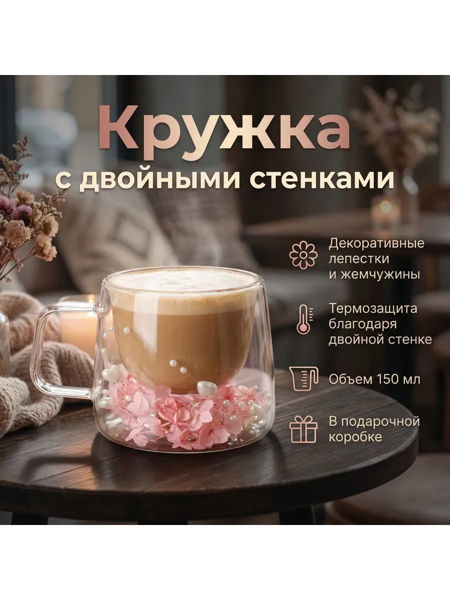 кружка с двойными стенками и дном
