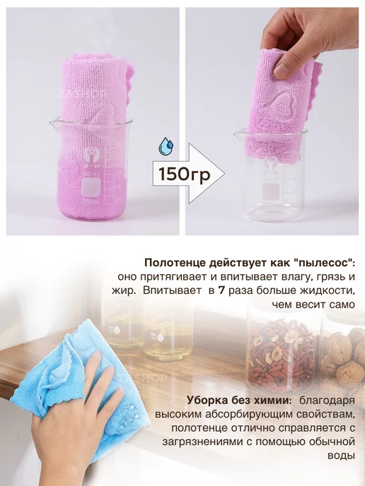 ZASHOP Полотенца кухонные из микрофибры набор подарочный 6 шт, 20 шт, фото 2