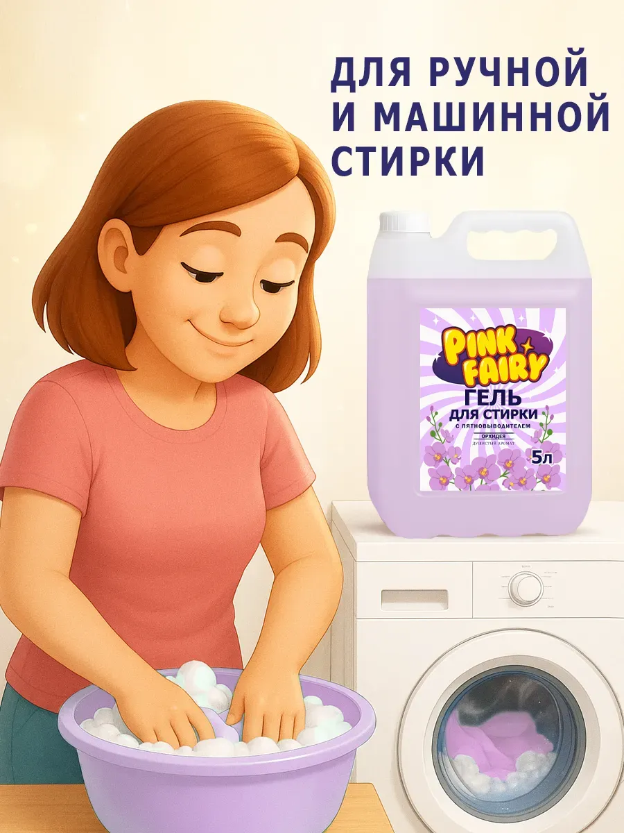 Гель для стирки Pink Fairy 10л орхидея фото 4