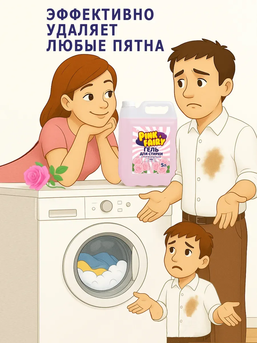 Гель для стирки Pink Fairy 10л роза фото 3