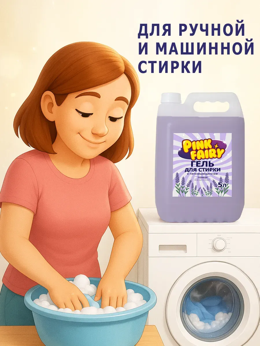 Гель для стирки Pink Fairy 5л лаванда фото 4