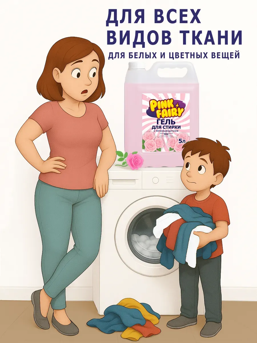 Гель для стирки Pink Fairy 5л роза фото 2