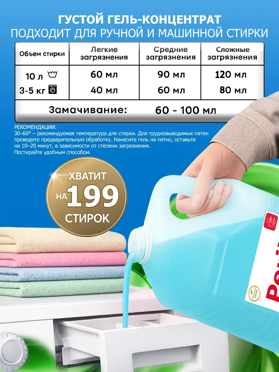 Гель Perile для стирки 5 л без запаха фото 5