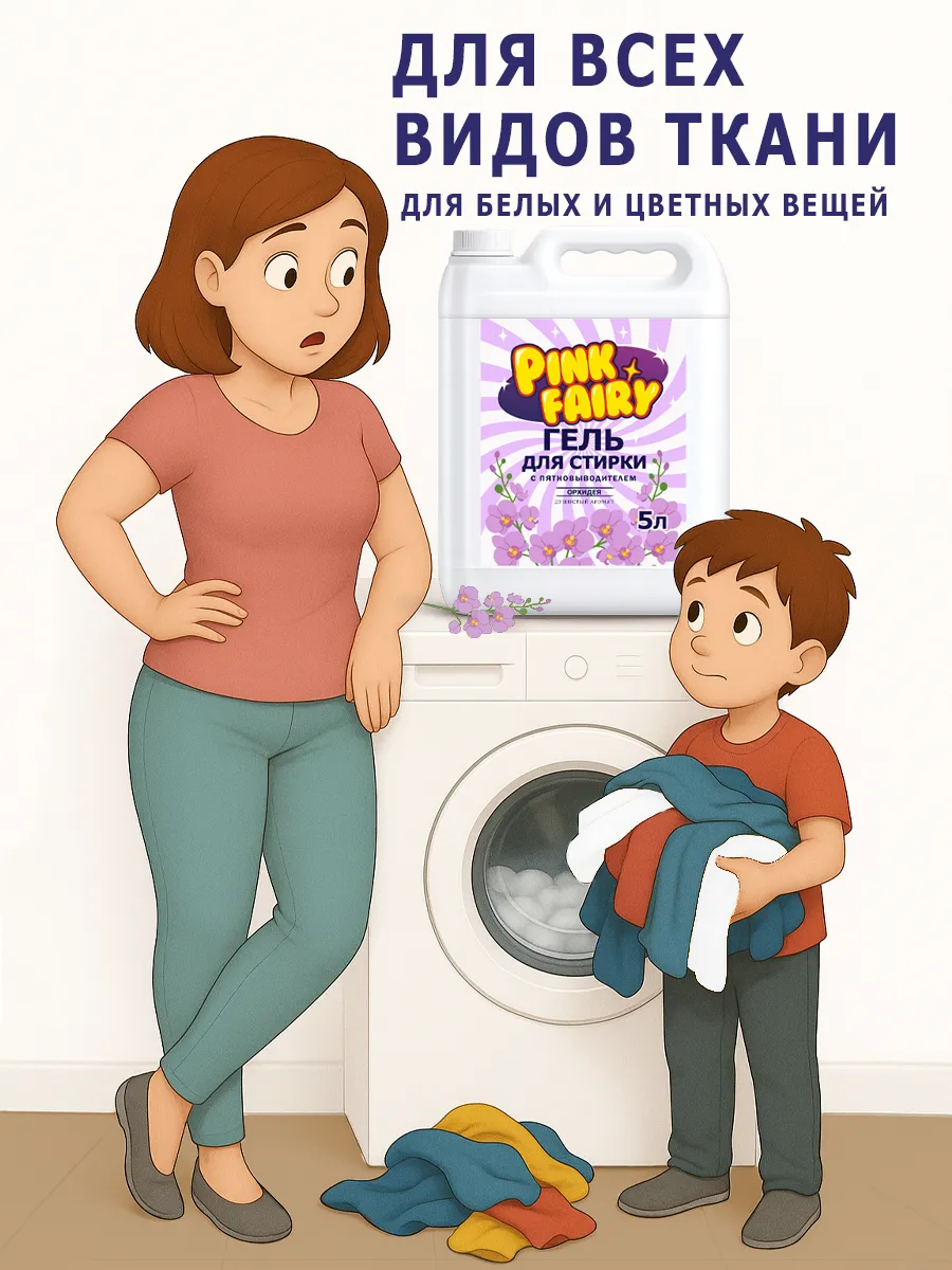 Гель для стирки Pink Fairy 5л орхидея фото 2