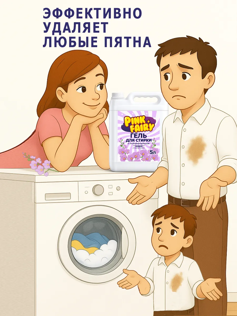 Гель для стирки Pink Fairy 5л орхидея фото 3