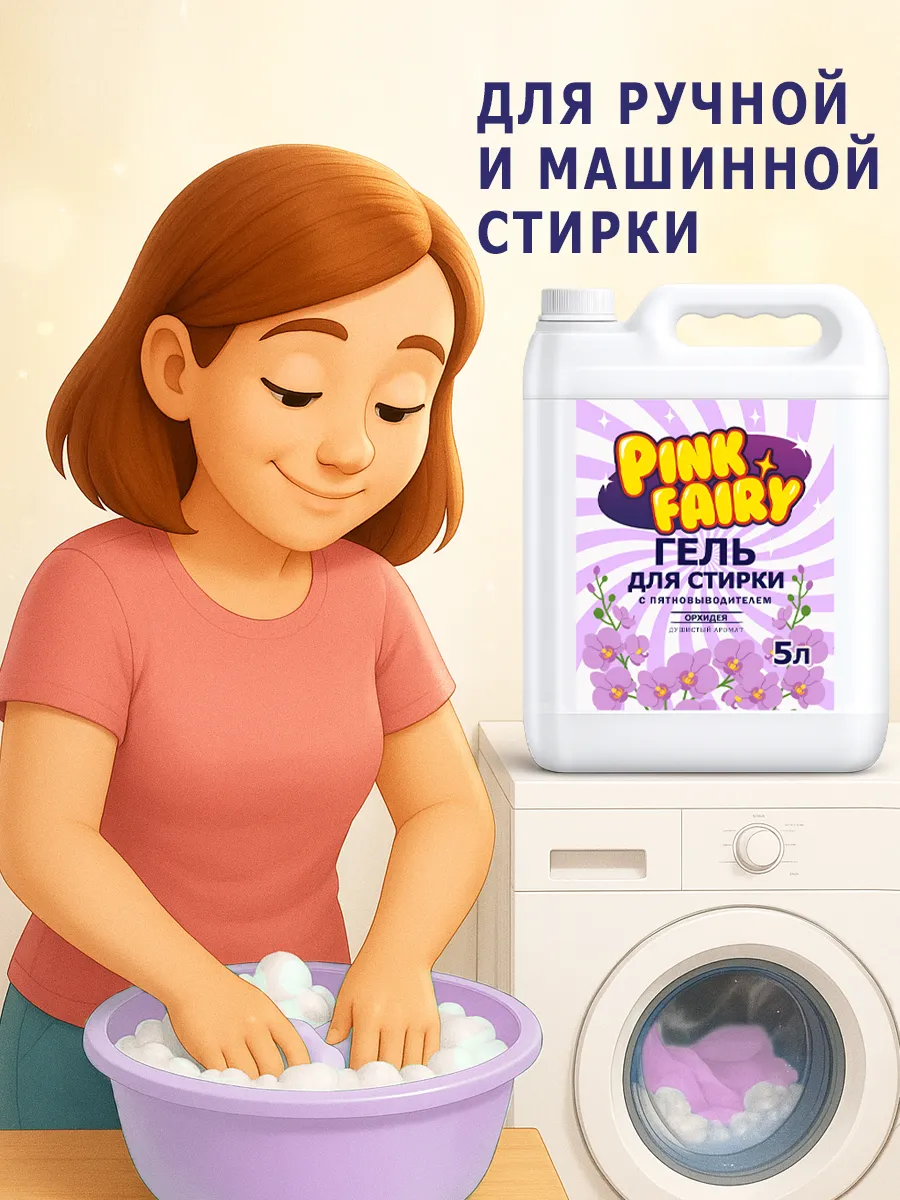 Гель для стирки Pink Fairy 5л орхидея фото 4