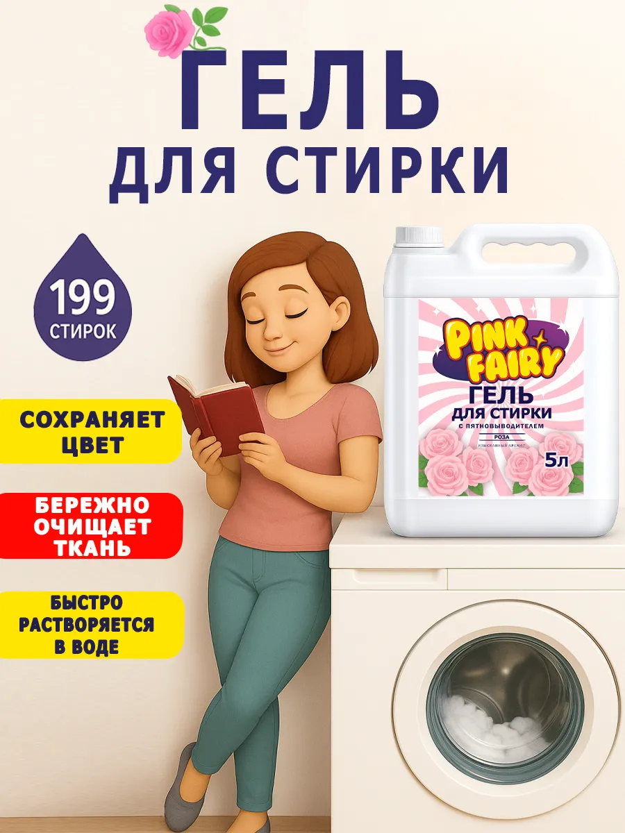 Гель для стирки Pink Fairy 5л роза