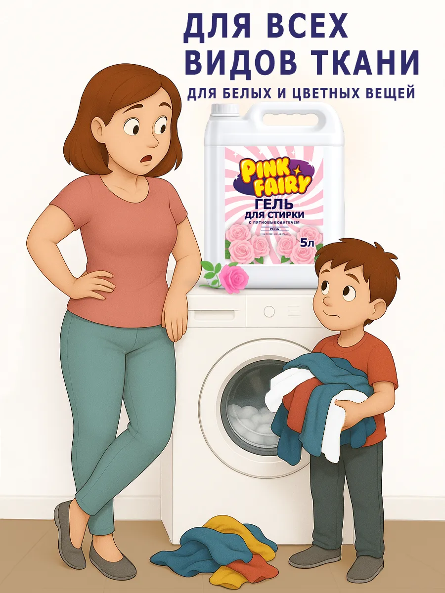 Гель для стирки Pink Fairy 5л роза фото 2