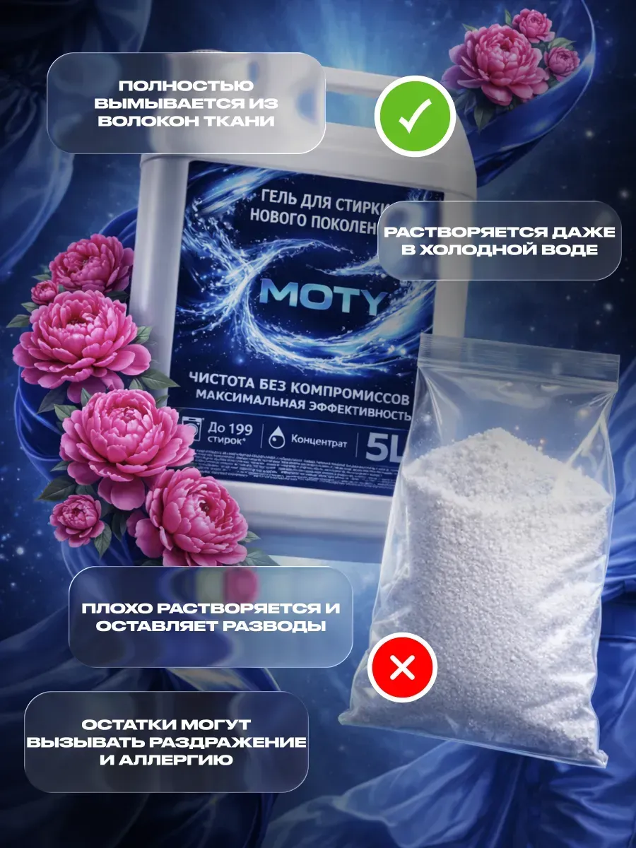 Гель для стирки MOTY 5л пион фото 4