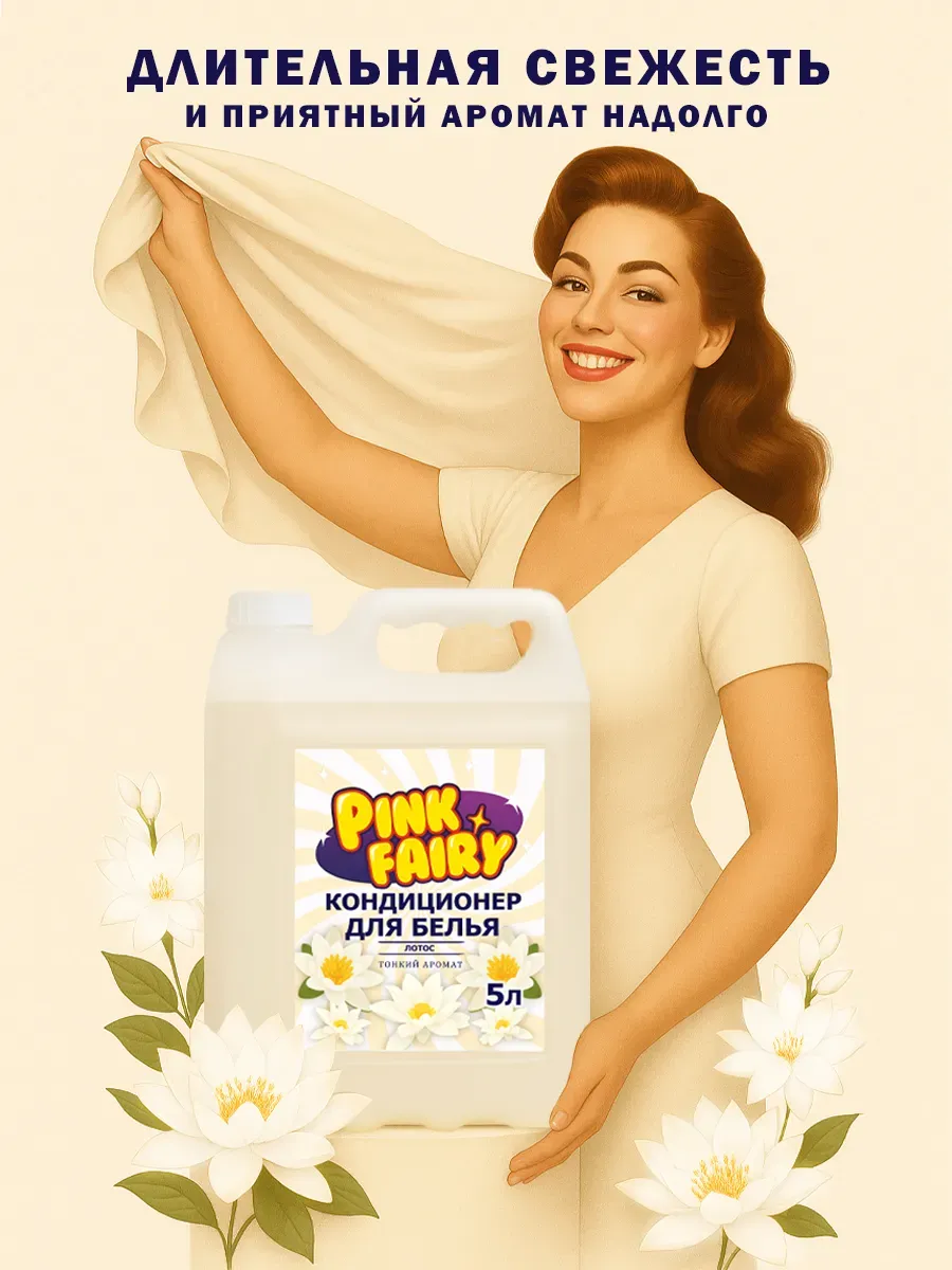 Кондиционер для белья Pink Fairy 5л фото 3