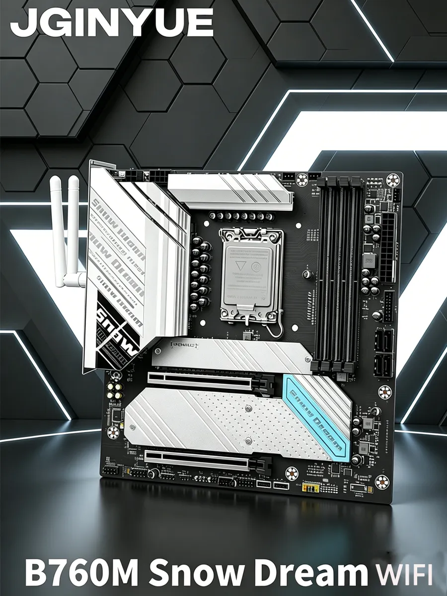 JGINYUE B760M Snow Dream WiFi LGA1700 M.2 NVME Материнская плата