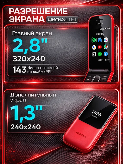nokia Мобильный телефон кнопочный раскладушка 2720 Flip, красный, фото 2