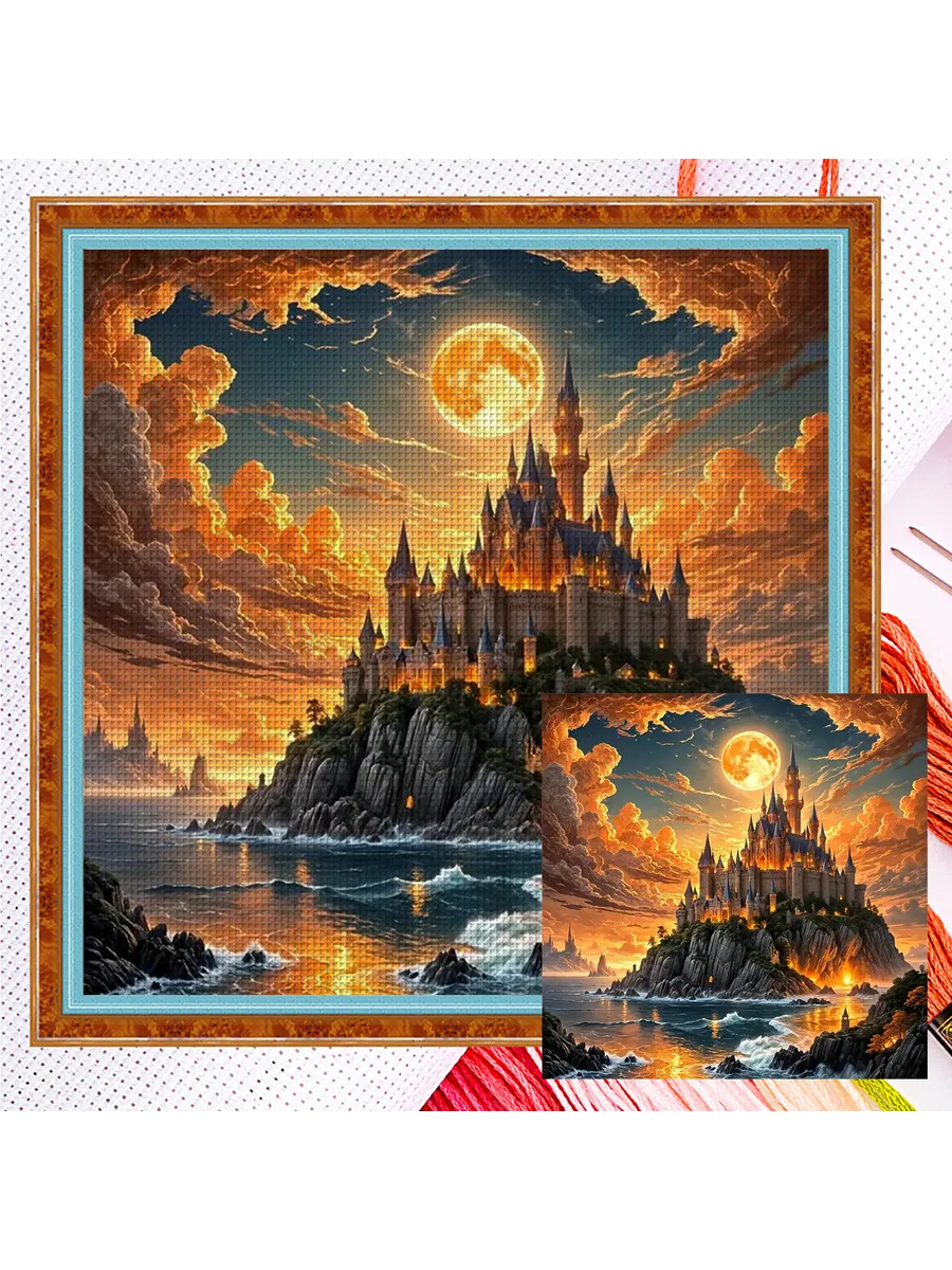Castle вышивание крестом 14CT, набор 40x40см для декора
