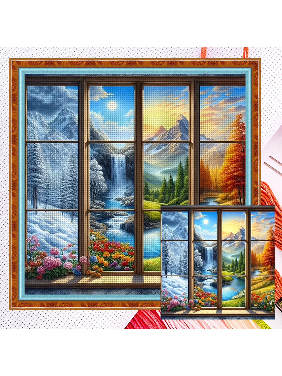 Набор для вышивки крестом Four Seasons Castle 40x40см, для д