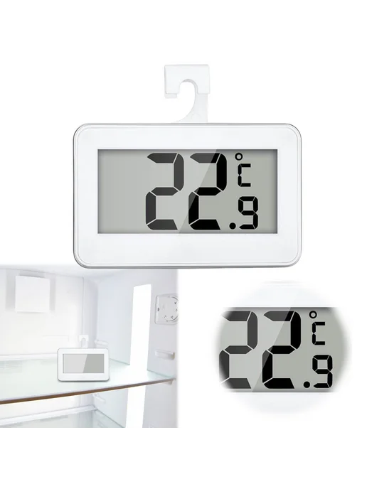 Цифровой термометр для холодильника и комнаты, LCD, белый, белый, фото 2