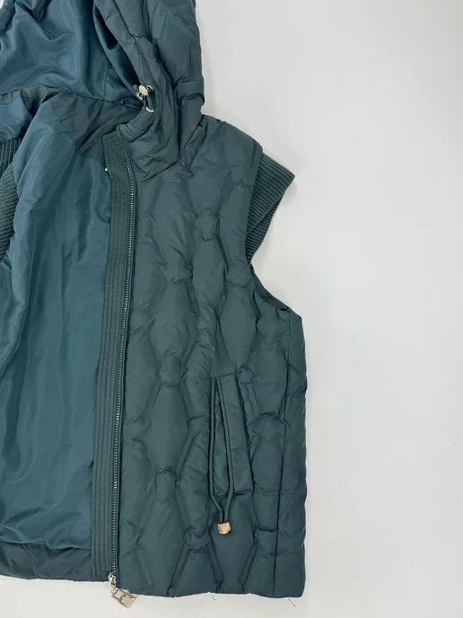 BLOOM Fashion Жилет утепленный стеганый большие размеры, голубой, фото 4